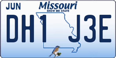 MO license plate DH1J3E