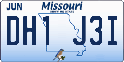 MO license plate DH1J3I