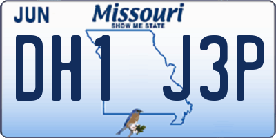 MO license plate DH1J3P