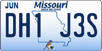 MO license plate DH1J3S