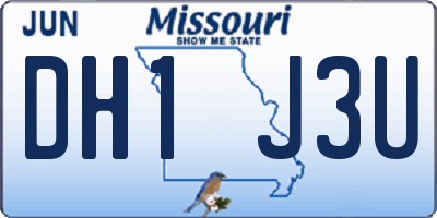 MO license plate DH1J3U