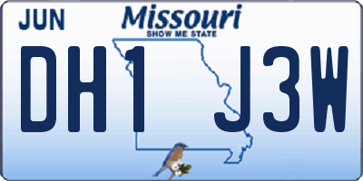 MO license plate DH1J3W