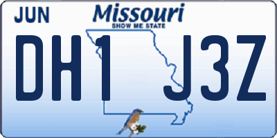 MO license plate DH1J3Z