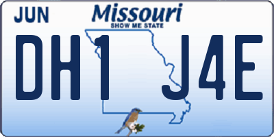 MO license plate DH1J4E