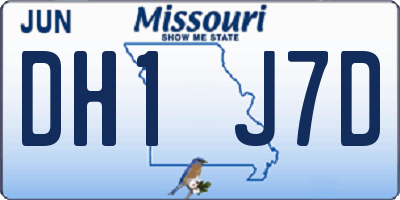 MO license plate DH1J7D