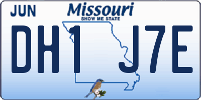 MO license plate DH1J7E