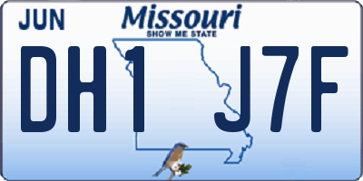 MO license plate DH1J7F