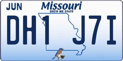 MO license plate DH1J7I
