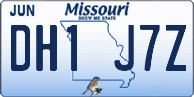 MO license plate DH1J7Z