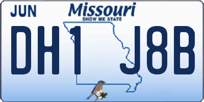 MO license plate DH1J8B