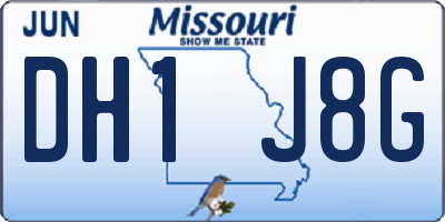 MO license plate DH1J8G