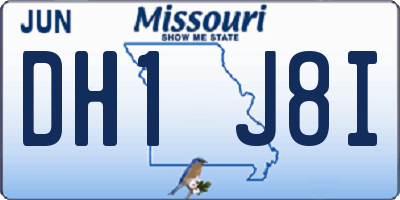 MO license plate DH1J8I