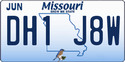 MO license plate DH1J8W