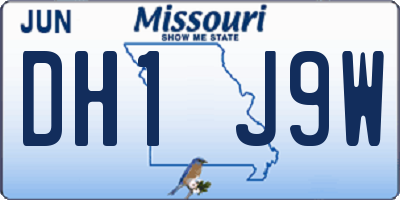 MO license plate DH1J9W