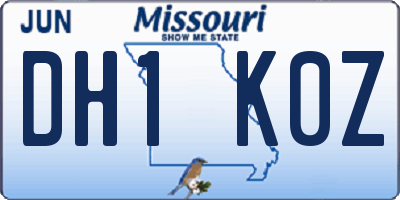 MO license plate DH1K0Z