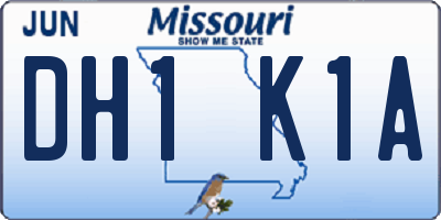 MO license plate DH1K1A