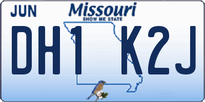 MO license plate DH1K2J