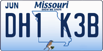 MO license plate DH1K3B