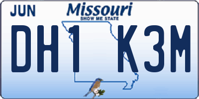 MO license plate DH1K3M