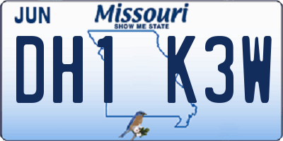 MO license plate DH1K3W