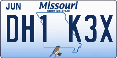 MO license plate DH1K3X