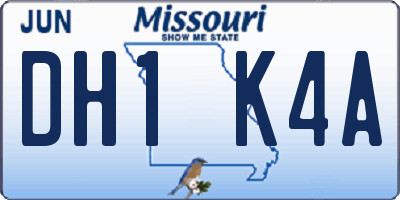 MO license plate DH1K4A