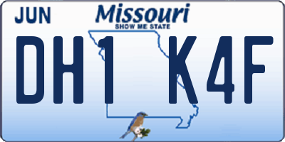 MO license plate DH1K4F