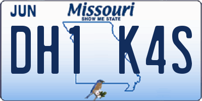 MO license plate DH1K4S