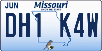MO license plate DH1K4W
