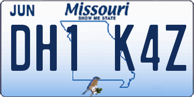 MO license plate DH1K4Z