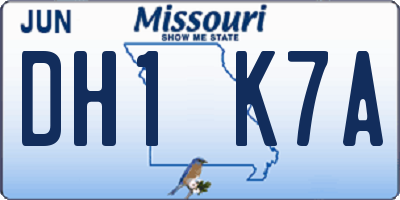 MO license plate DH1K7A
