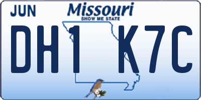 MO license plate DH1K7C