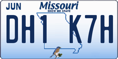 MO license plate DH1K7H