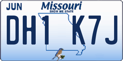 MO license plate DH1K7J