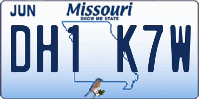 MO license plate DH1K7W