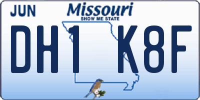 MO license plate DH1K8F