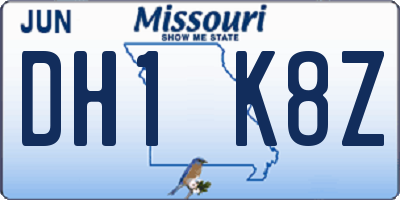 MO license plate DH1K8Z