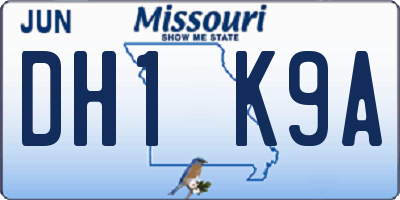 MO license plate DH1K9A