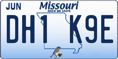 MO license plate DH1K9E