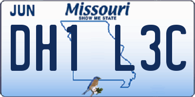 MO license plate DH1L3C