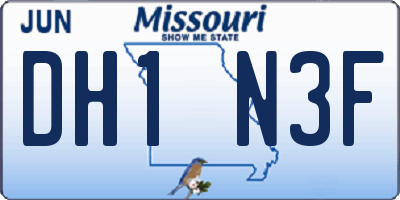 MO license plate DH1N3F