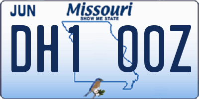 MO license plate DH1O0Z