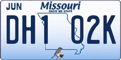 MO license plate DH1O2K