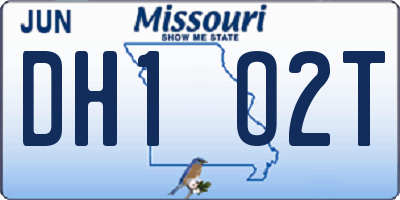 MO license plate DH1O2T