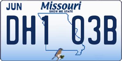MO license plate DH1O3B