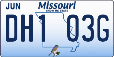 MO license plate DH1O3G