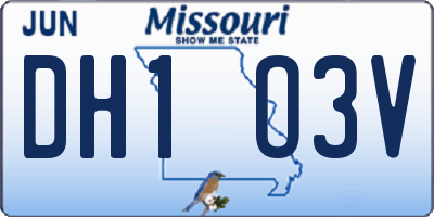 MO license plate DH1O3V