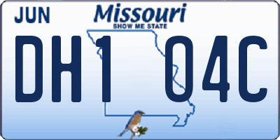 MO license plate DH1O4C