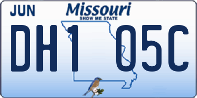 MO license plate DH1O5C