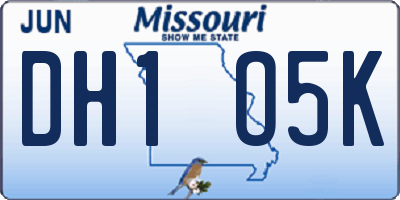 MO license plate DH1O5K